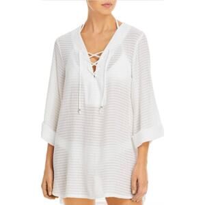 J VALDI | Womens Swim Cover-Up Dress NEW Size XL White Resortwear Lagenlook Pool